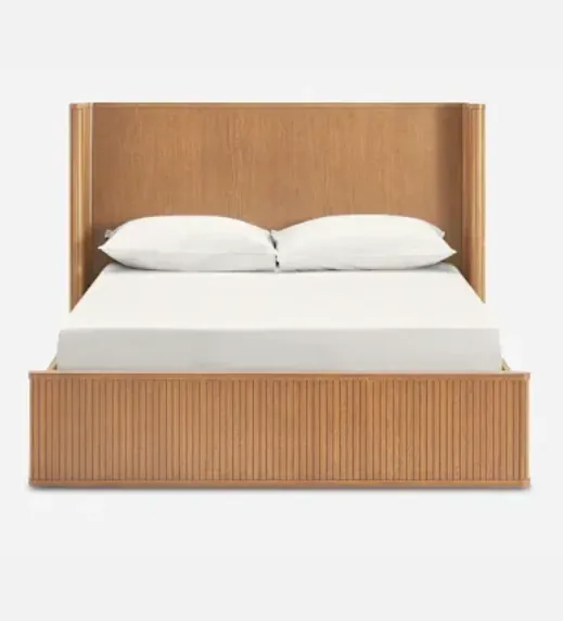 Modern Solid Wood Fluted Bed